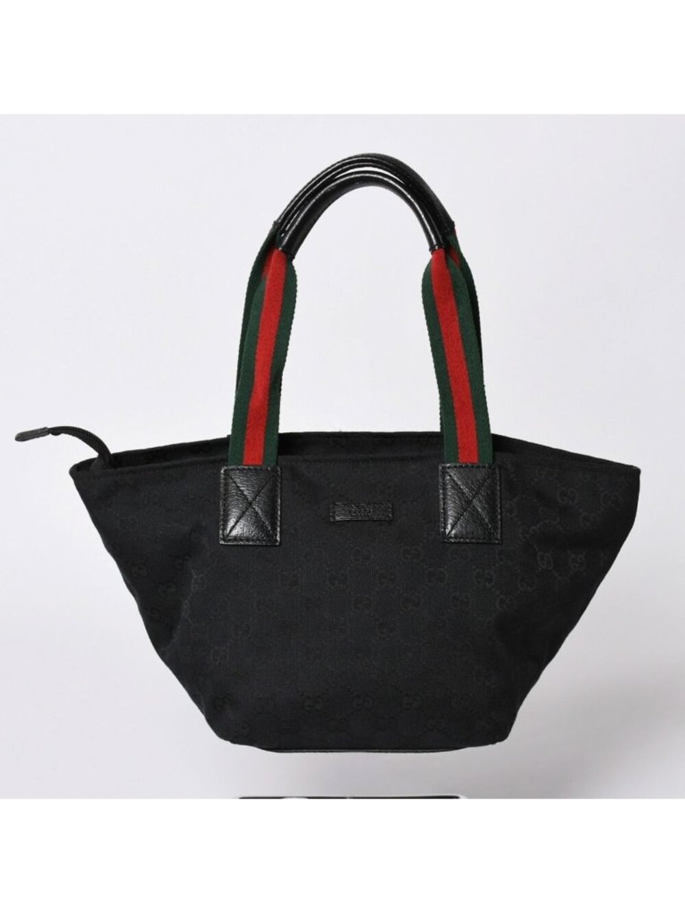 Gucci Sherry Line Hand Bag Handbag GG Canvas Black